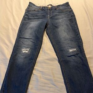 Vintage America Dark Blue Jeans with Floral Waistband